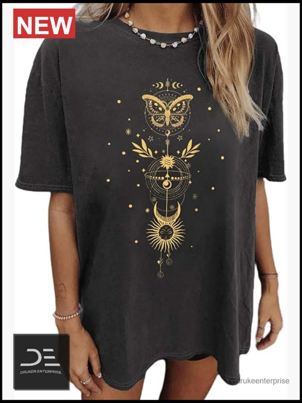 Oversized Short Sleeve Crew Neck Graphic T-Shirt with Floral Pattern